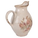 Clayre & Eef Brocca decorativa 21x16x25 cm Beige Ceramica Fiori