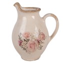 Clayre & Eef Dekorative Kanne 16x12x19 cm Beige Keramik Blumen