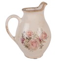 Clayre & Eef Dekorative Kanne 16x12x19 cm Beige Keramik Blumen