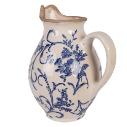 Clayre & Eef Dekorative Kanne 16x12x19 cm Beige Keramik Blumen