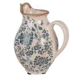 Clayre & Eef Dekorative Kanne 16x12x19 cm Beige Keramik Blumen