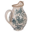 Clayre & Eef Dekorative Kanne 16x12x19 cm Beige Keramik Blumen