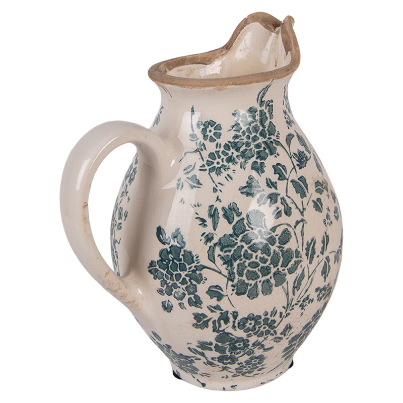Clayre & Eef Dekorative Kanne 16x12x19 cm Beige Keramik Blumen