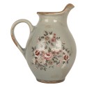 Clayre & Eef Dekorative Kanne 21x16x25 cm Grau Keramik Blumen