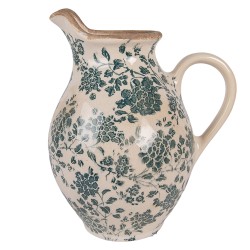 Clayre & Eef Brocca decorativa 21x16x25 cm Beige Ceramica Fiori
