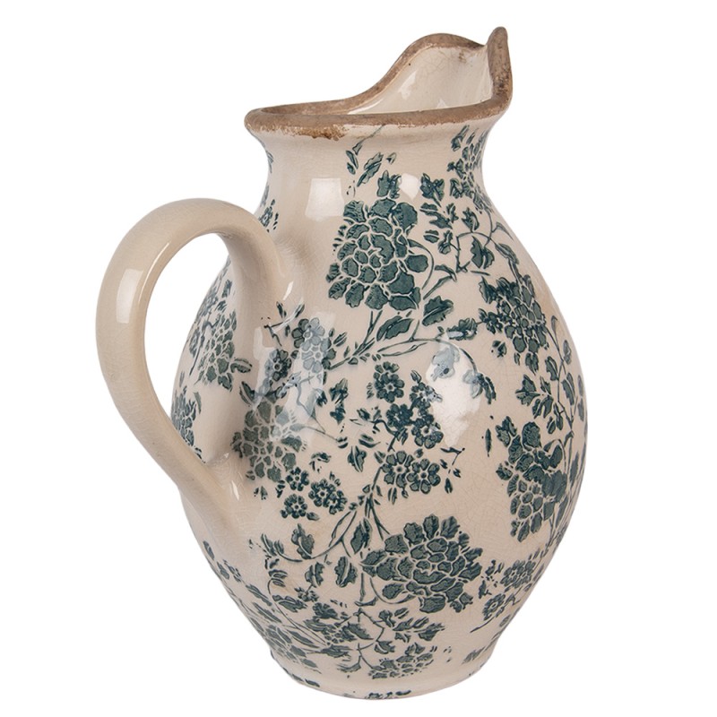 Clayre & Eef Brocca decorativa 21x16x25 cm Beige Ceramica Fiori