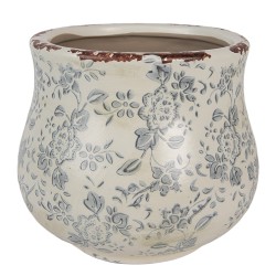 Clayre & Eef Pot de fleurs Ø 15x13 cm Vert Céramique Fleurs