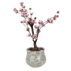Clayre & Eef Pot de fleurs Ø 15x13 cm Vert Céramique Fleurs