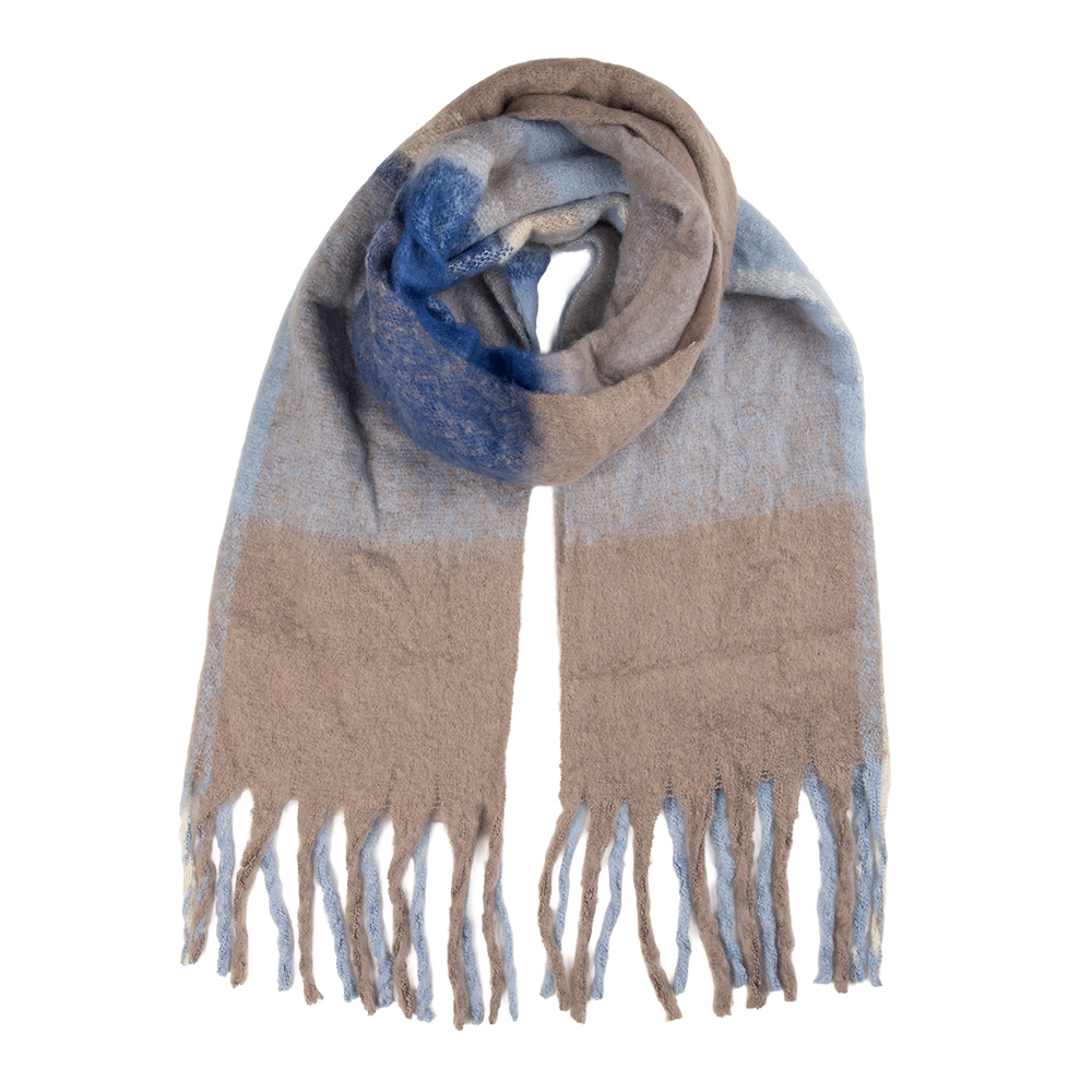 Clayre&Eef Wintersjaal Dames 50x210 cm Blauw Textiel afbeelding