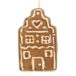 Clayre & Eef Christmas Ornament House 4x4x6 cm Brown Ceramic