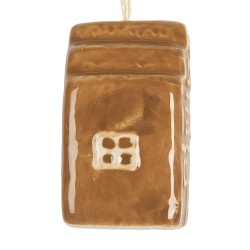 Clayre & Eef Christmas Ornament House 4x4x6 cm Brown Ceramic
