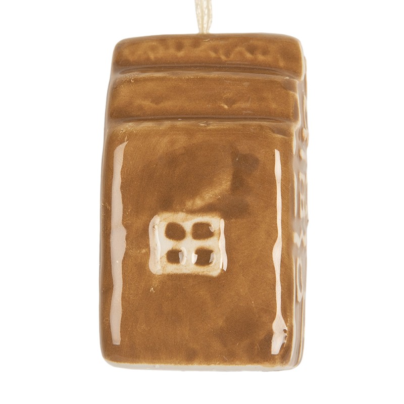 Clayre & Eef Christmas Ornament House 4x4x6 cm Brown Ceramic