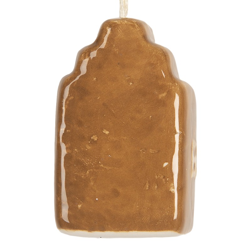 Clayre & Eef Christmas Ornament House 4x4x6 cm Brown Ceramic
