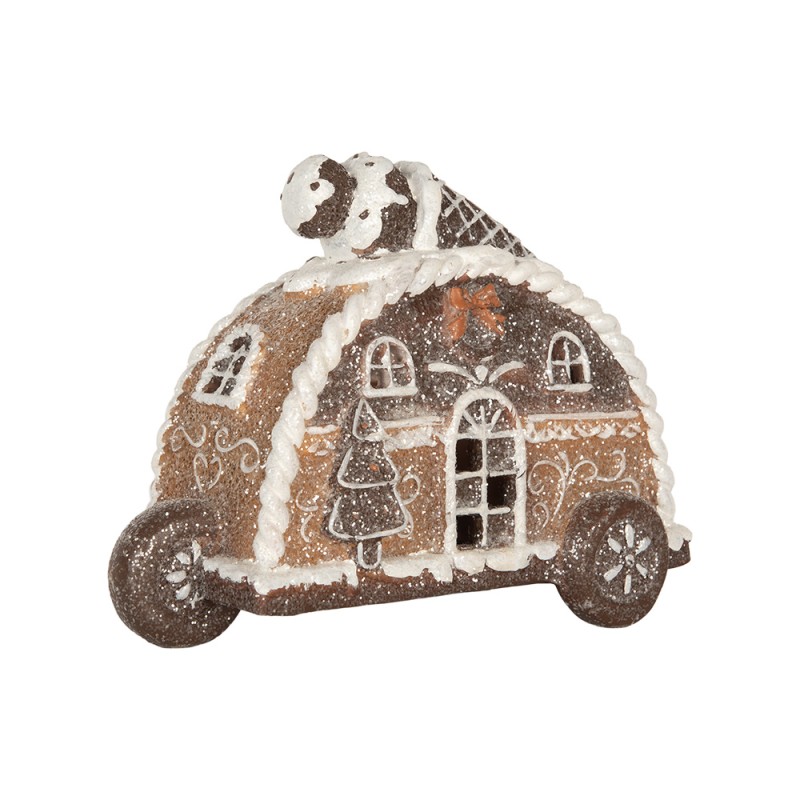 Clayre & Eef Decoratie Huis met LED 21x11x16 cm Bruin Kunststof