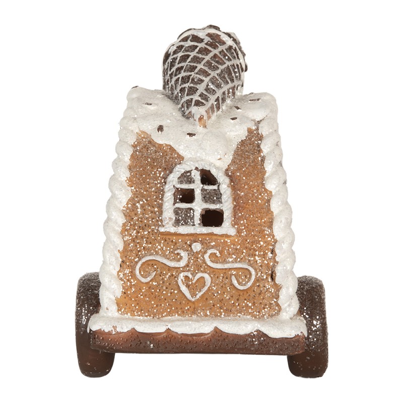 Clayre & Eef Decoratie Huis met LED 21x11x16 cm Bruin Kunststof