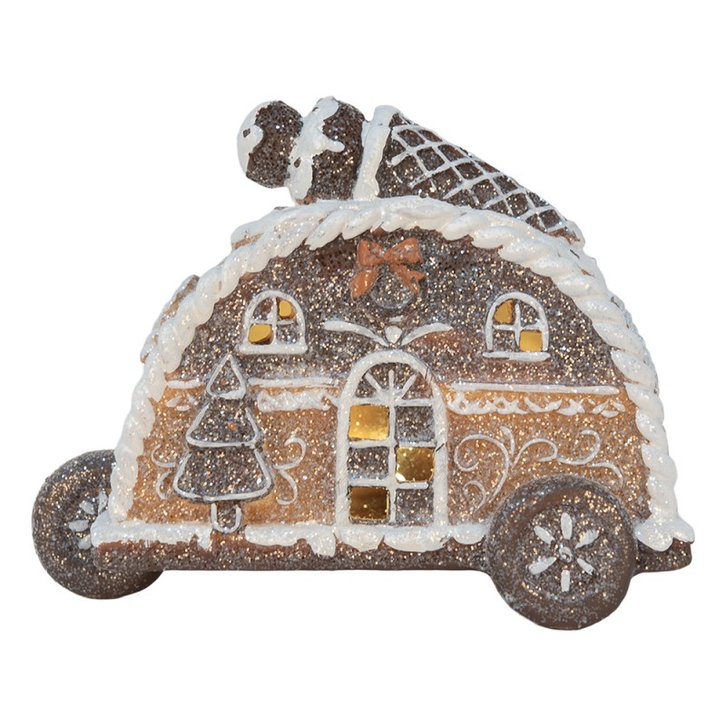 Clayre & Eef Decoratie Huis met LED 21x11x16 cm Bruin Kunststof