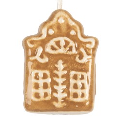 Clayre & Eef Christmas Ornament House 4x4x5 cm Brown Ceramic