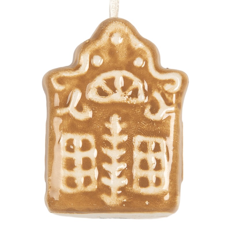 Clayre & Eef Christmas Ornament House 4x4x5 cm Brown Ceramic