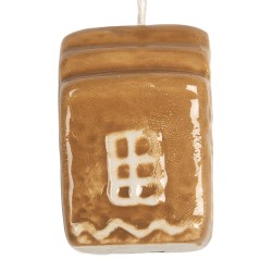 Clayre & Eef Christmas Ornament House 4x4x5 cm Brown Ceramic