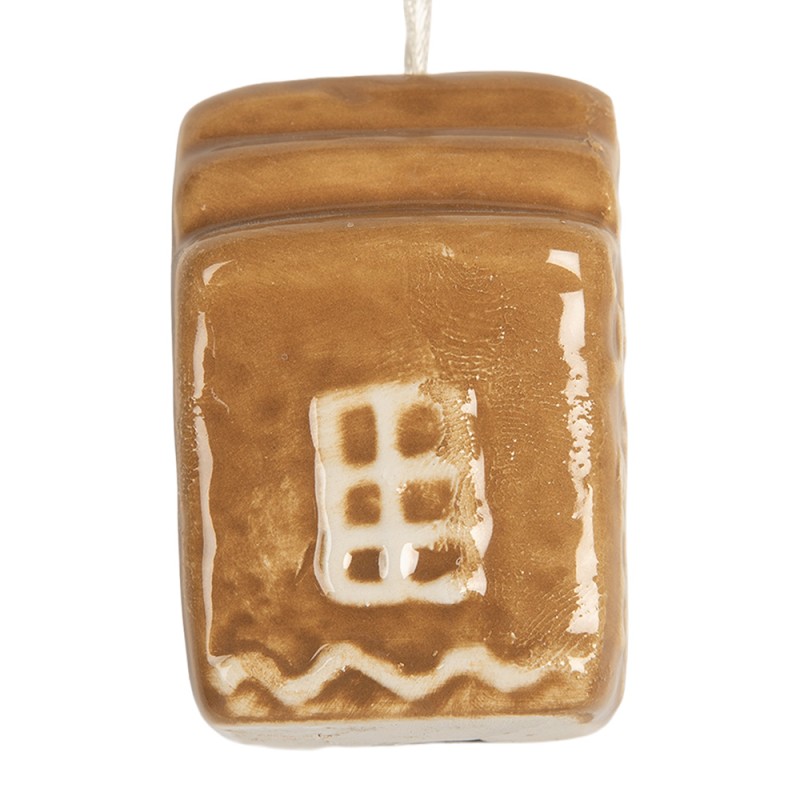 Clayre & Eef Christmas Ornament House 4x4x5 cm Brown Ceramic