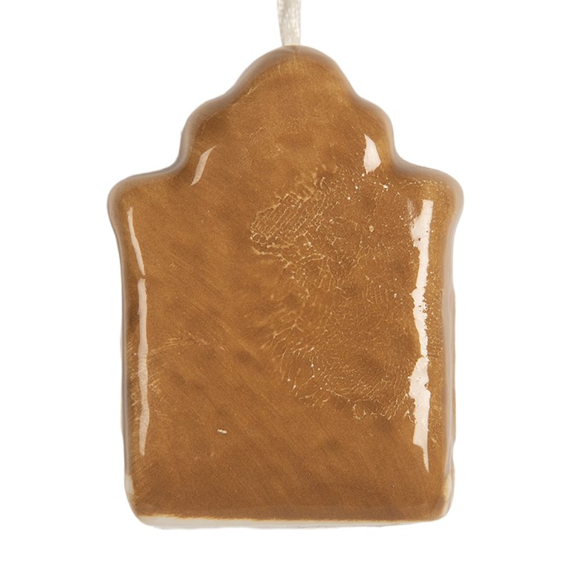 Clayre & Eef Christmas Ornament House 4x4x5 cm Brown Ceramic