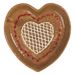 Clayre & Eef Breakfast Plate Heart 17x17x3 cm Brown Ceramic