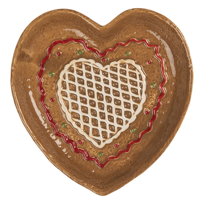 Clayre & Eef Breakfast Plate Heart 17x17x3 cm Brown Ceramic