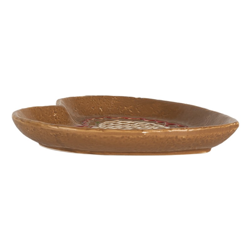 Clayre & Eef Breakfast Plate Heart 17x17x3 cm Brown Ceramic