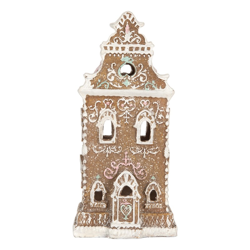 Clayre & Eef Casa di pan di zenzero con LED 9x7x18 cm Marrone Plastica