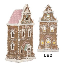 Clayre & Eef Maison en pain d'épices avec LED 9x7x18 cm Marron Plastique