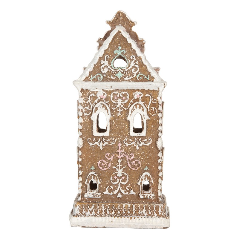 Clayre & Eef Casa di pan di zenzero con LED 9x7x18 cm Marrone Plastica