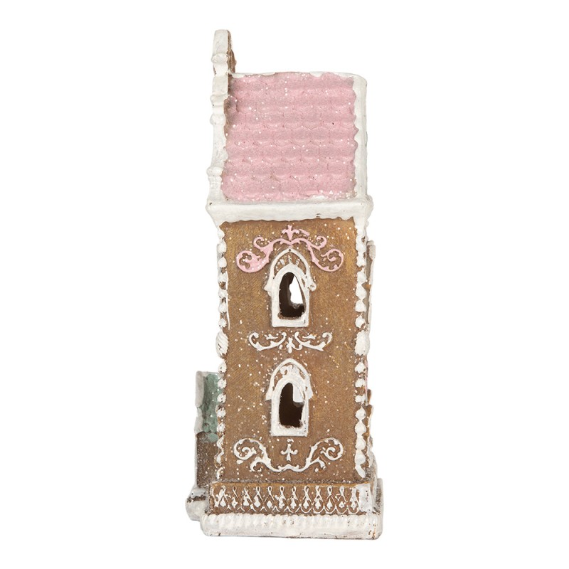 Clayre & Eef Casa di pan di zenzero con LED 9x7x18 cm Marrone Plastica