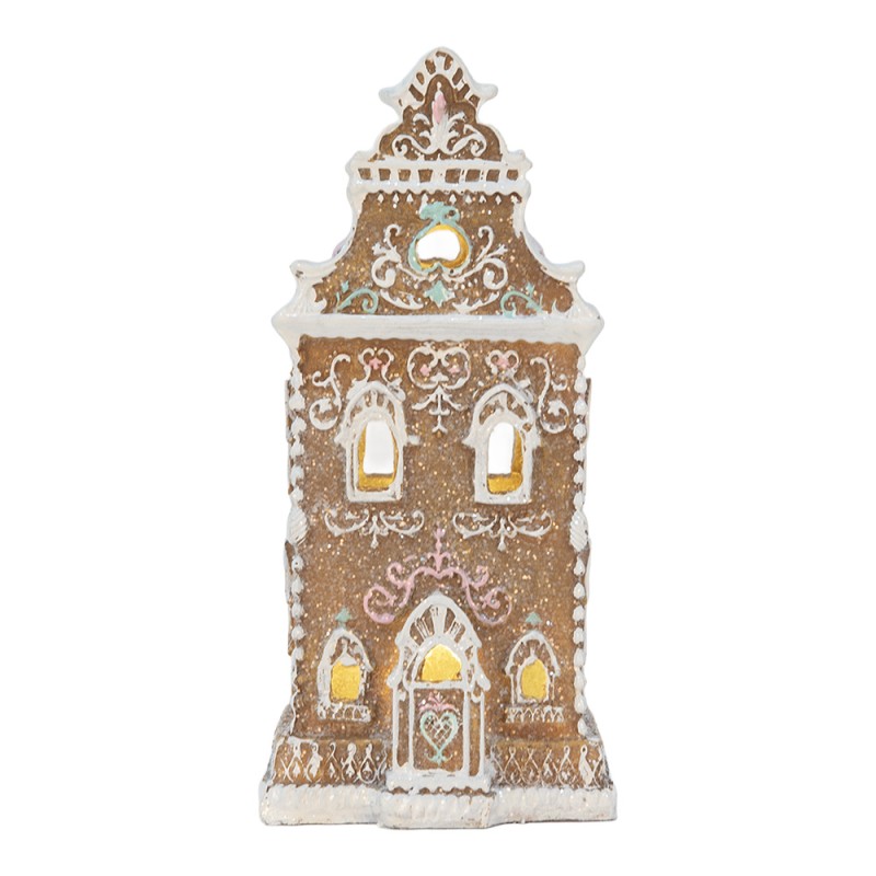 Clayre & Eef Casa di pan di zenzero con LED 9x7x18 cm Marrone Plastica