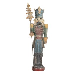 Clayre & Eef Kerstdecoratie Beeld Notenkraker 12x10x40 cm Blauw Kunststof