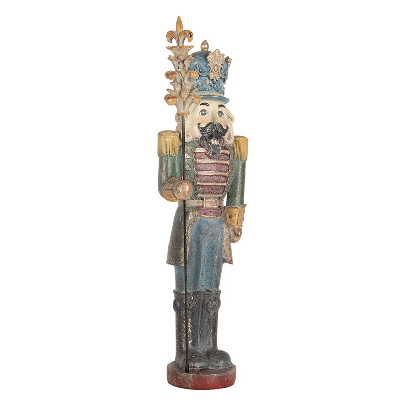 Clayre & Eef Kerstdecoratie Beeld Notenkraker 12x10x40 cm Blauw Kunststof