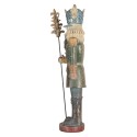 Clayre & Eef Kerstdecoratie Beeld Notenkraker 12x10x40 cm Blauw Kunststof