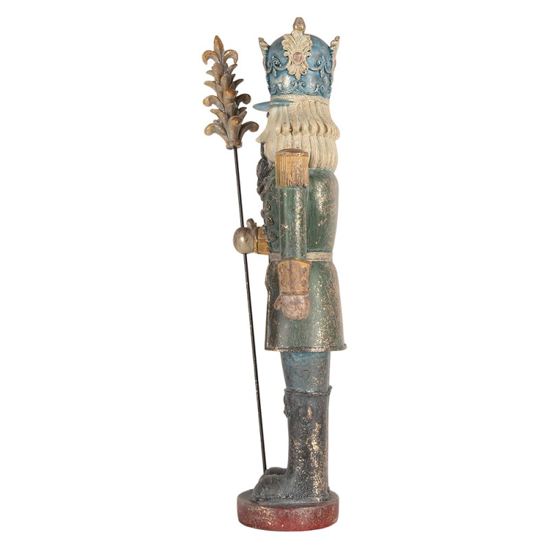 Clayre & Eef Kerstdecoratie Beeld Notenkraker 12x10x40 cm Blauw Kunststof