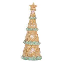 Clayre & Eef Décoration Sapin de Noël Ø 9x26 cm Marron Plastique