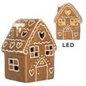 Clayre & Eef Casa di pan di zenzero con LED 8x6x11 cm Marrone Ceramica
