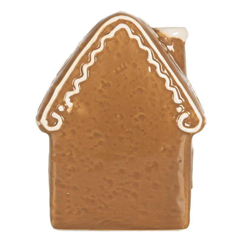 Clayre & Eef Casa di pan di zenzero con LED 8x6x11 cm Marrone Ceramica