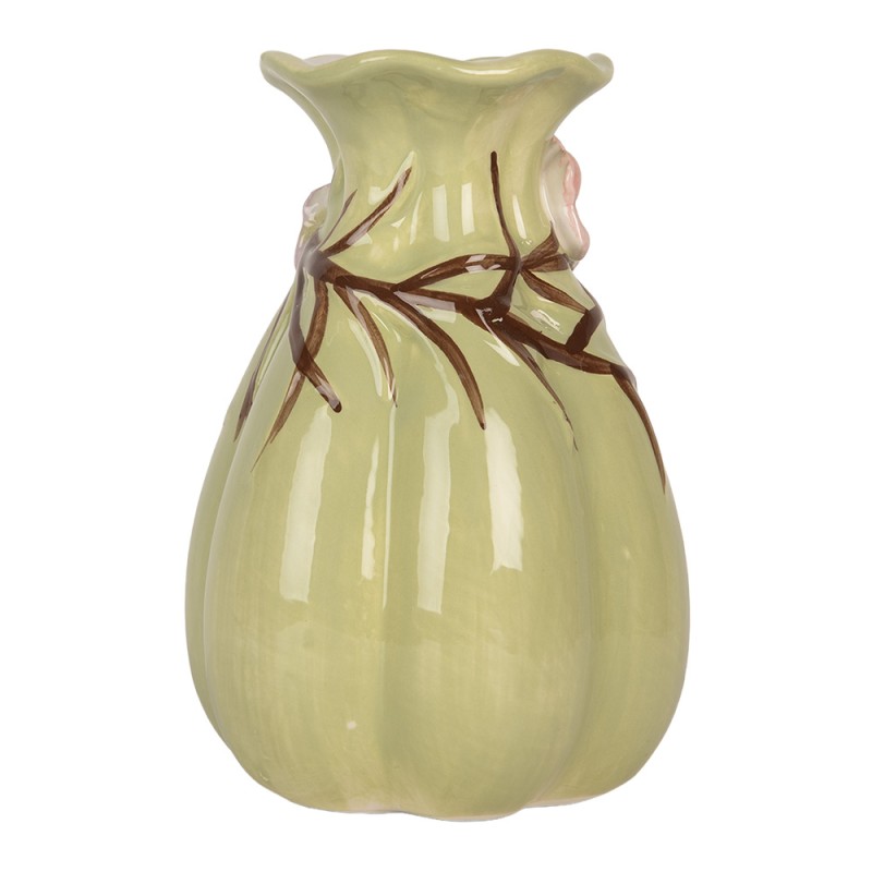 Clayre & Eef Vaso Ø 10x14 cm Verde Ceramica Fiori