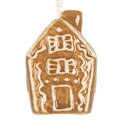 Clayre & Eef Christmas Ornament House 4x4x6 cm Brown Ceramic