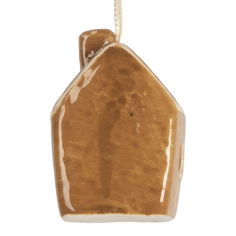 Clayre & Eef Christmas Ornament House 4x4x6 cm Brown Ceramic
