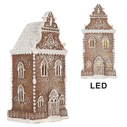 Clayre & Eef Gingerbread house with LED 17x15x35 cm Brown Plastic