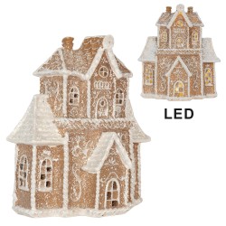 Clayre & Eef Gingerbread house with LED 18x9x20 cm Brown Plastic