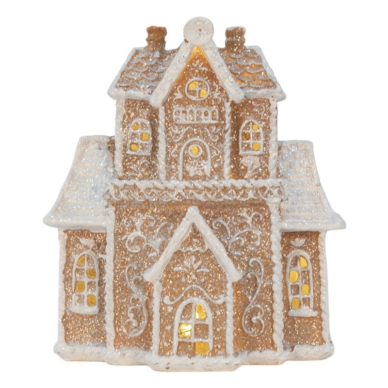 Clayre & Eef Gingerbread house with LED 18x9x20 cm Brown Plastic