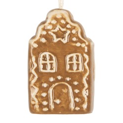 Clayre & Eef Christmas Ornament House 4x4x6 cm Brown Ceramic