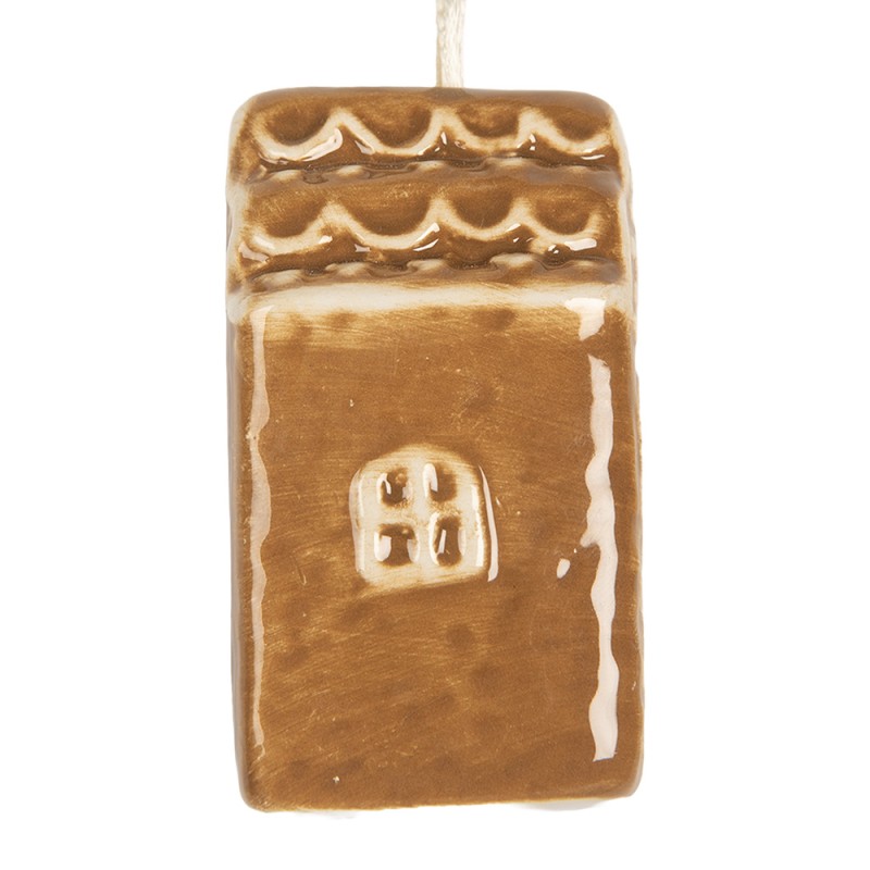 Clayre & Eef Christmas Ornament House 4x4x6 cm Brown Ceramic