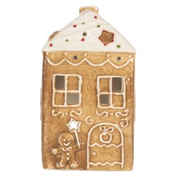 Clayre & Eef Waxinelichthouder Huis 9x7x16 cm Bruin Keramiek