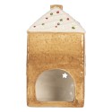 Clayre & Eef Waxinelichthouder Huis 9x7x16 cm Bruin Keramiek